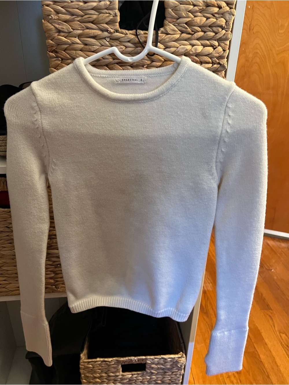 Charcoal Crewneck Sweater in Ivory